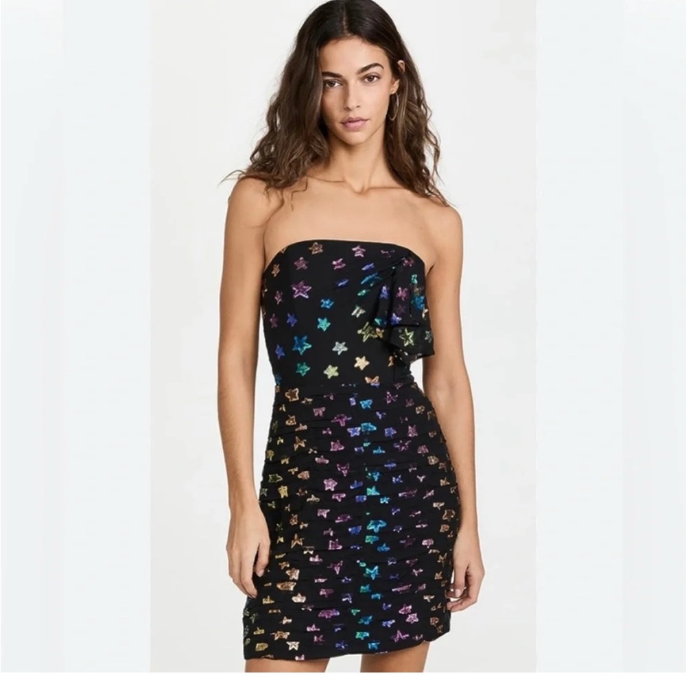 Shoshanna Nyla Starry Night Strapless Rainbow Dress